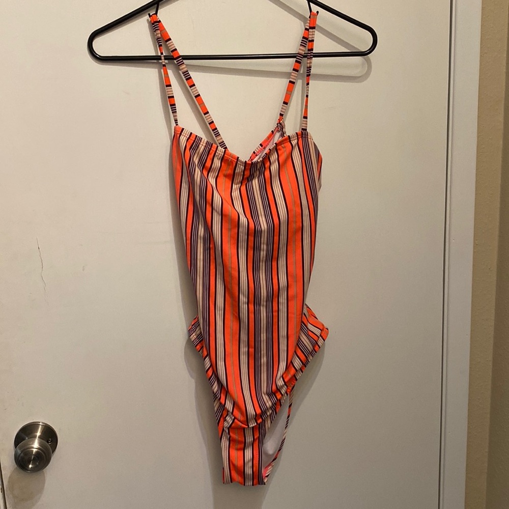 Striped One Piece Swimsuit size M/L